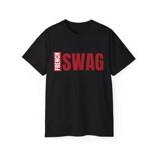 tee shirt noir french swag logo rouge